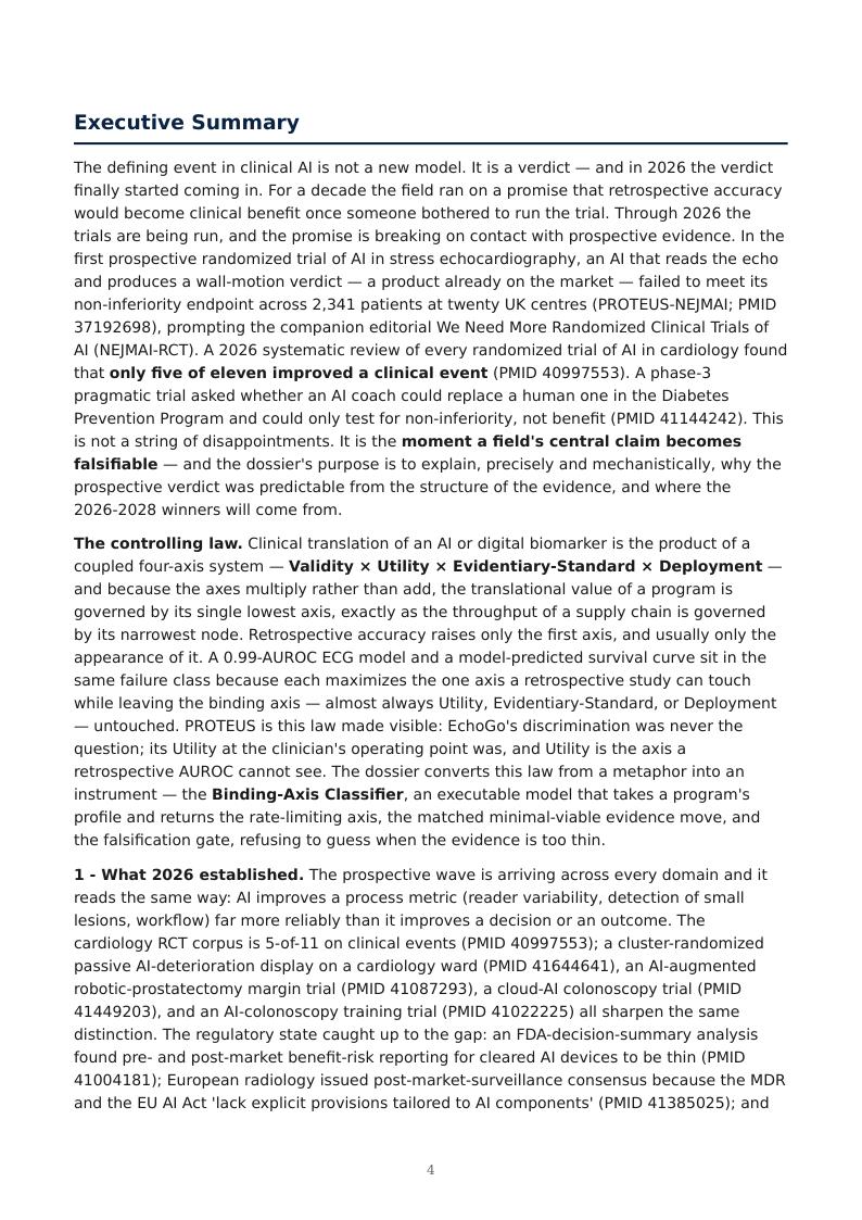 AI Clinical Validation & Digital Biomarkers research report preview page 4