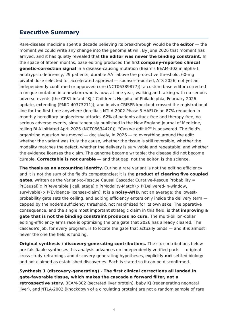 AI Multi-Omics Variant-to-Rescue research report preview page 4