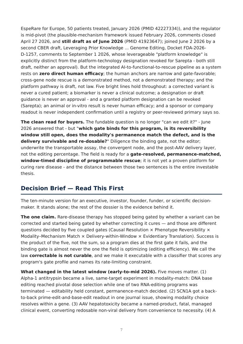 AI Multi-Omics Variant-to-Rescue research report preview page 7