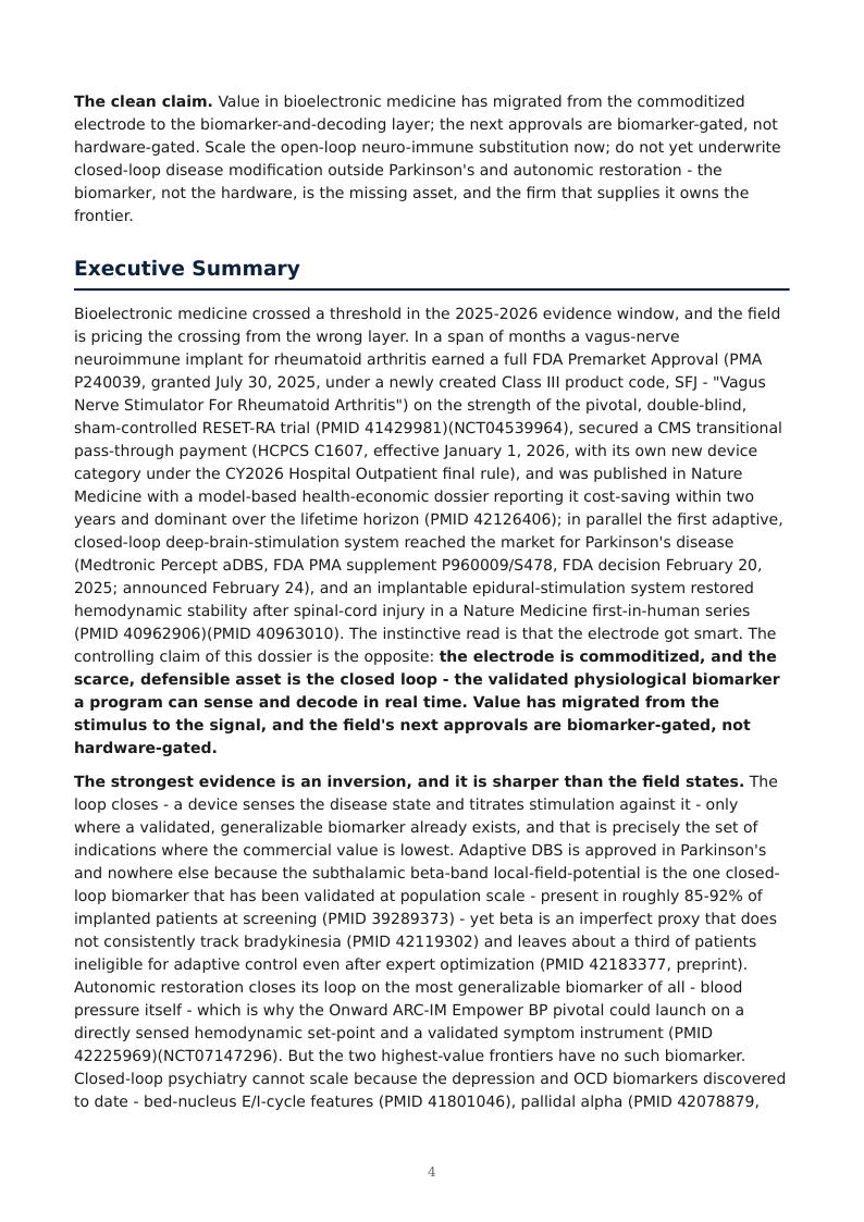 Bioelectronic Neuro-Immune Closed Loop research report preview page 4