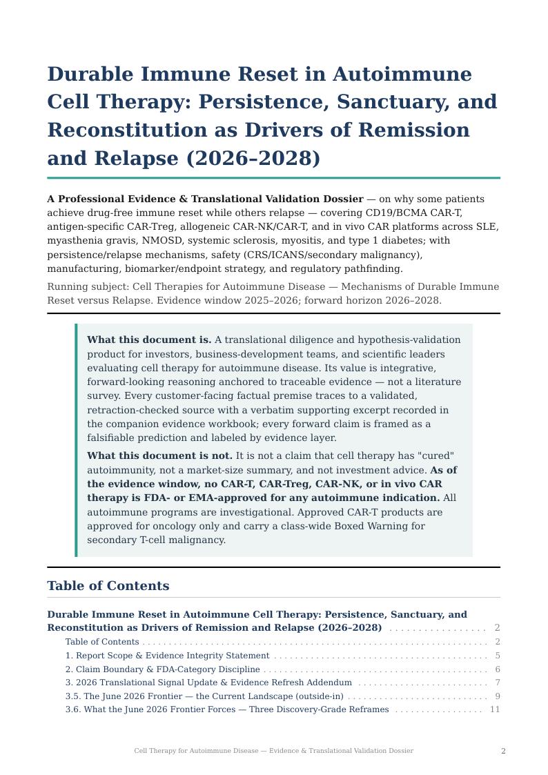 Cell Therapy for Autoimmune Disease research report preview page 2