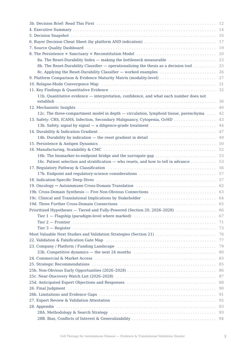 Cell Therapy for Autoimmune Disease research report preview page 3