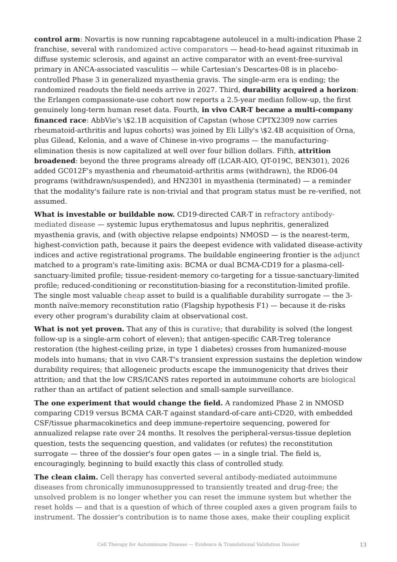 Cell Therapy for Autoimmune Disease research report preview page 13