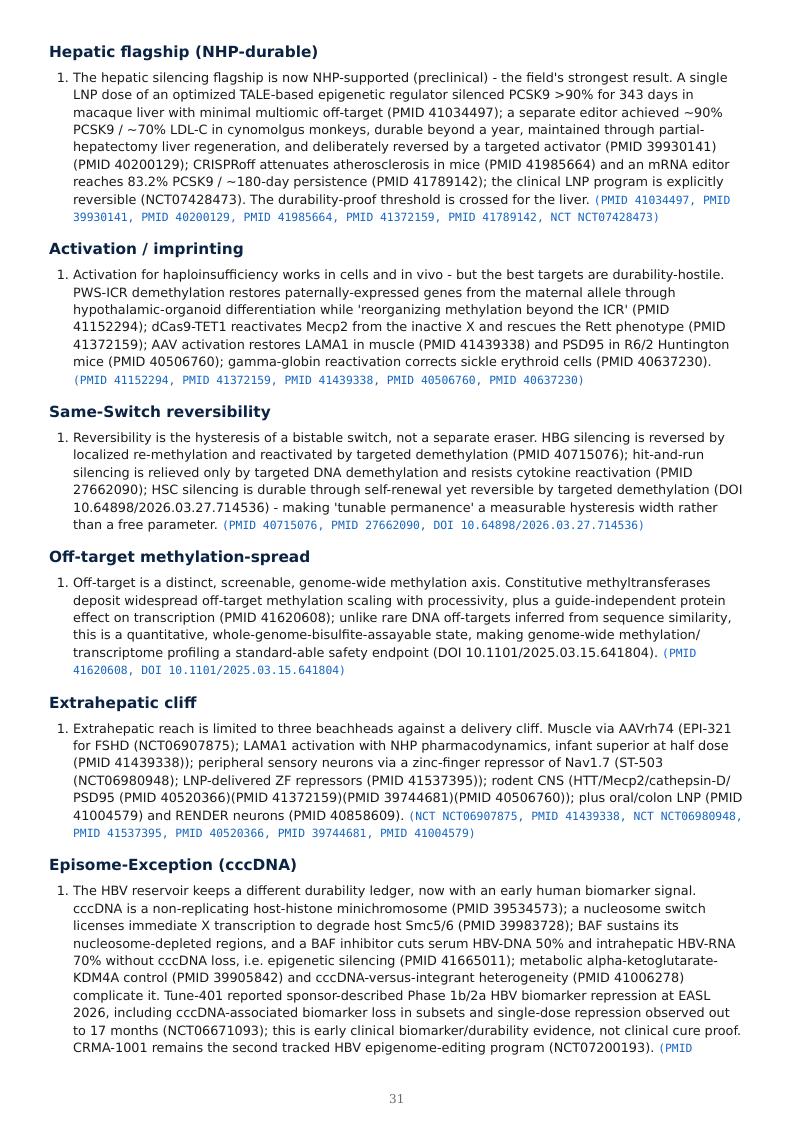Epigenome Editing & Tunable Permanence research report preview page 30