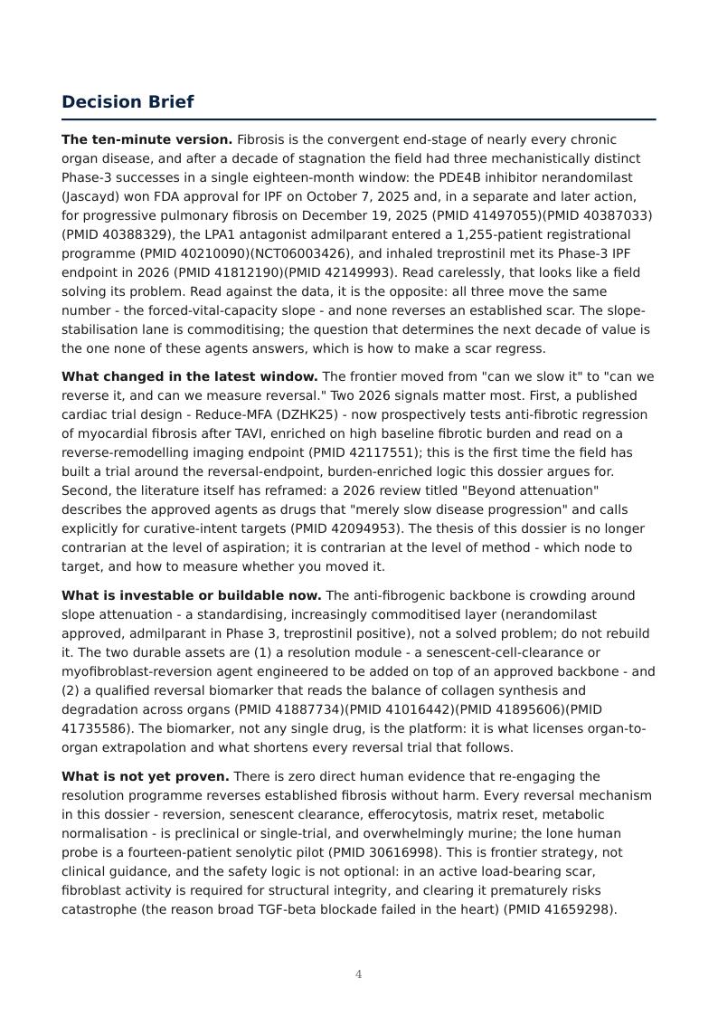 Fibrosis as Failed Resolution research report preview page 4
