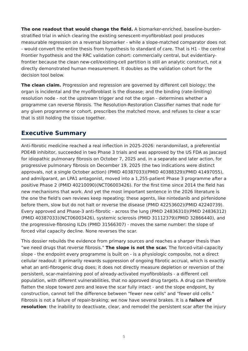 Fibrosis as Failed Resolution research report preview page 5