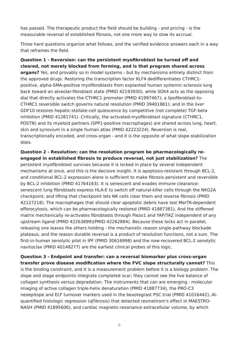 Fibrosis as Failed Resolution research report preview page 6
