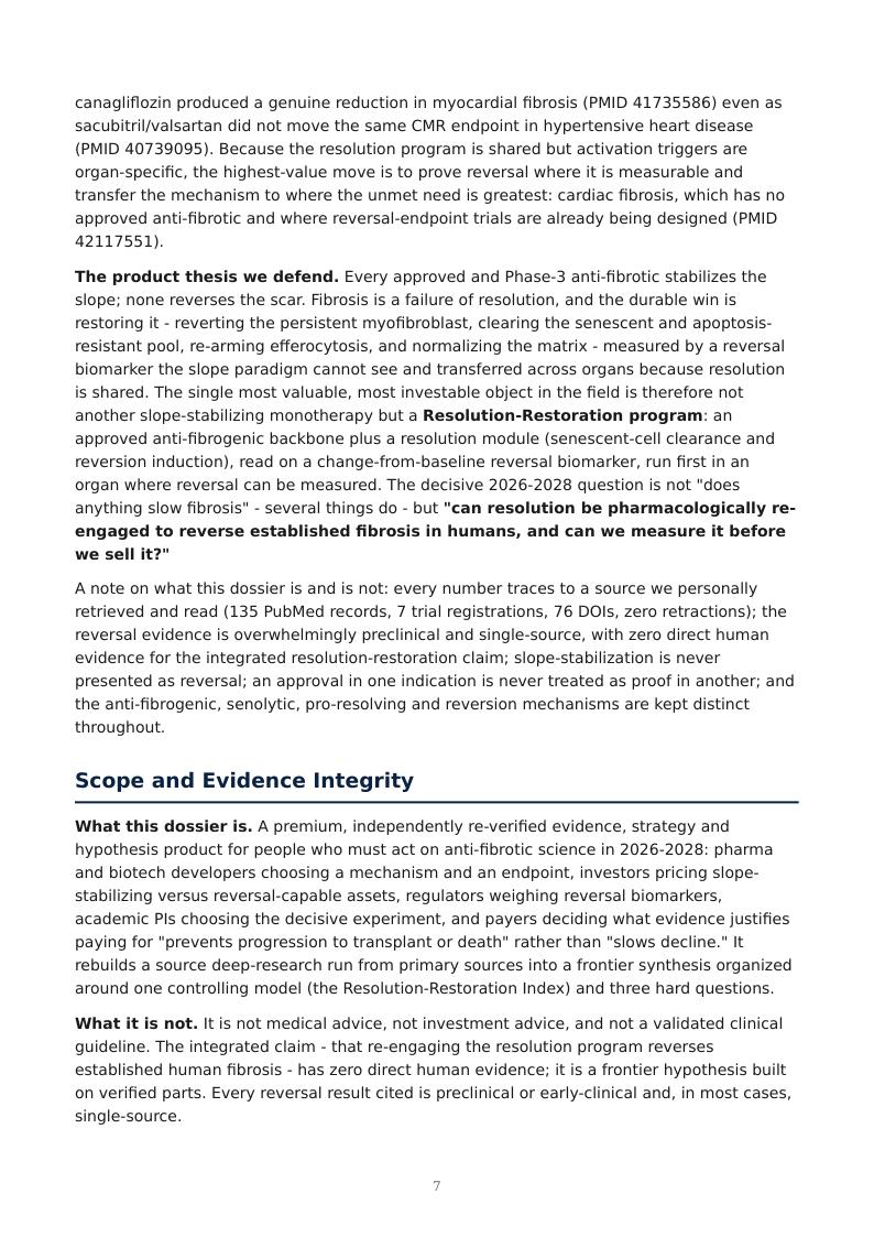 Fibrosis as Failed Resolution research report preview page 7
