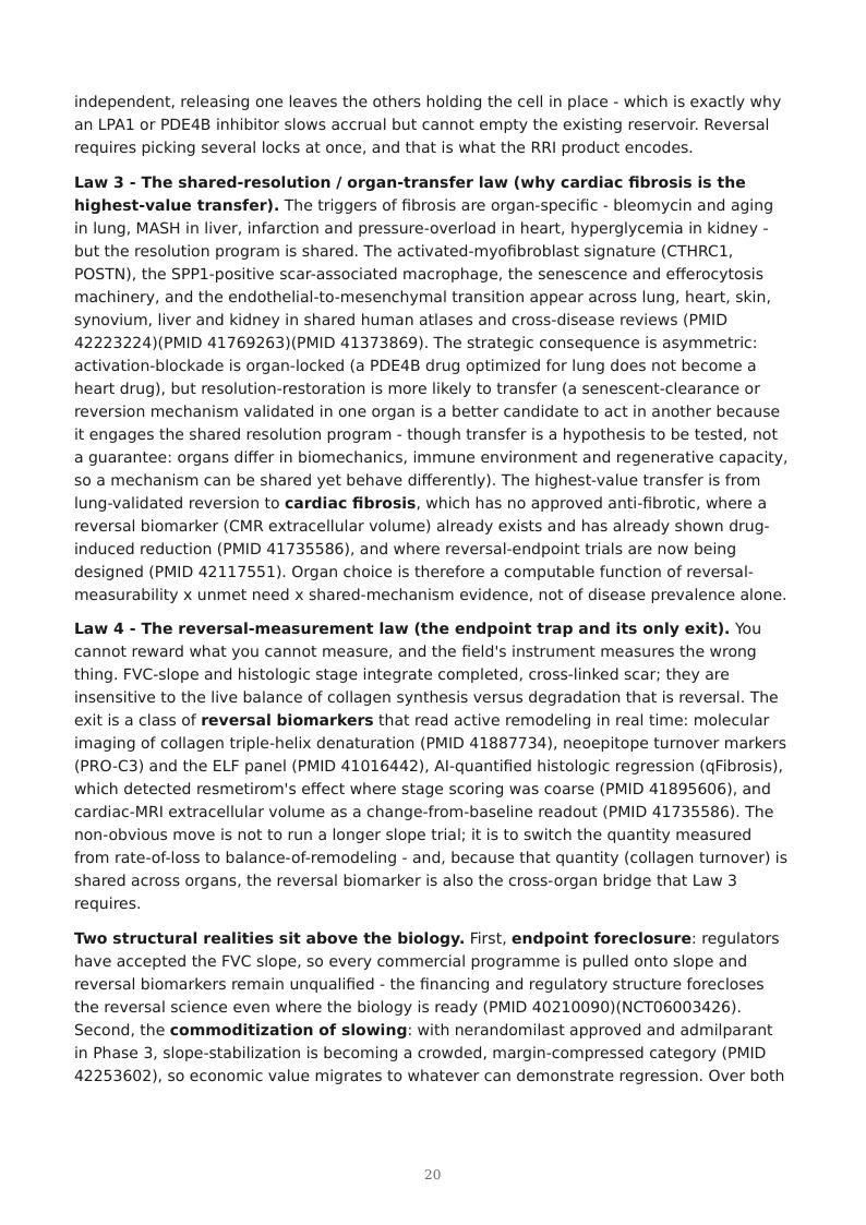 Fibrosis as Failed Resolution research report preview page 20