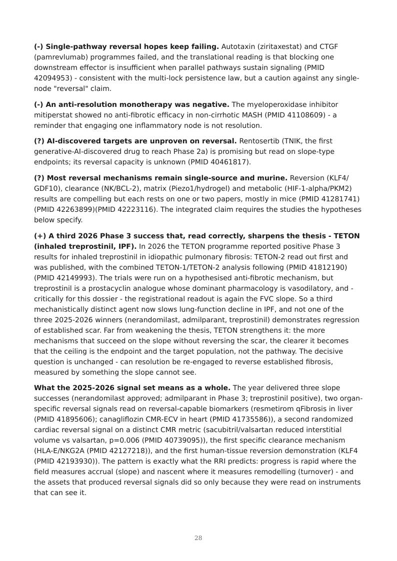 Fibrosis as Failed Resolution research report preview page 28