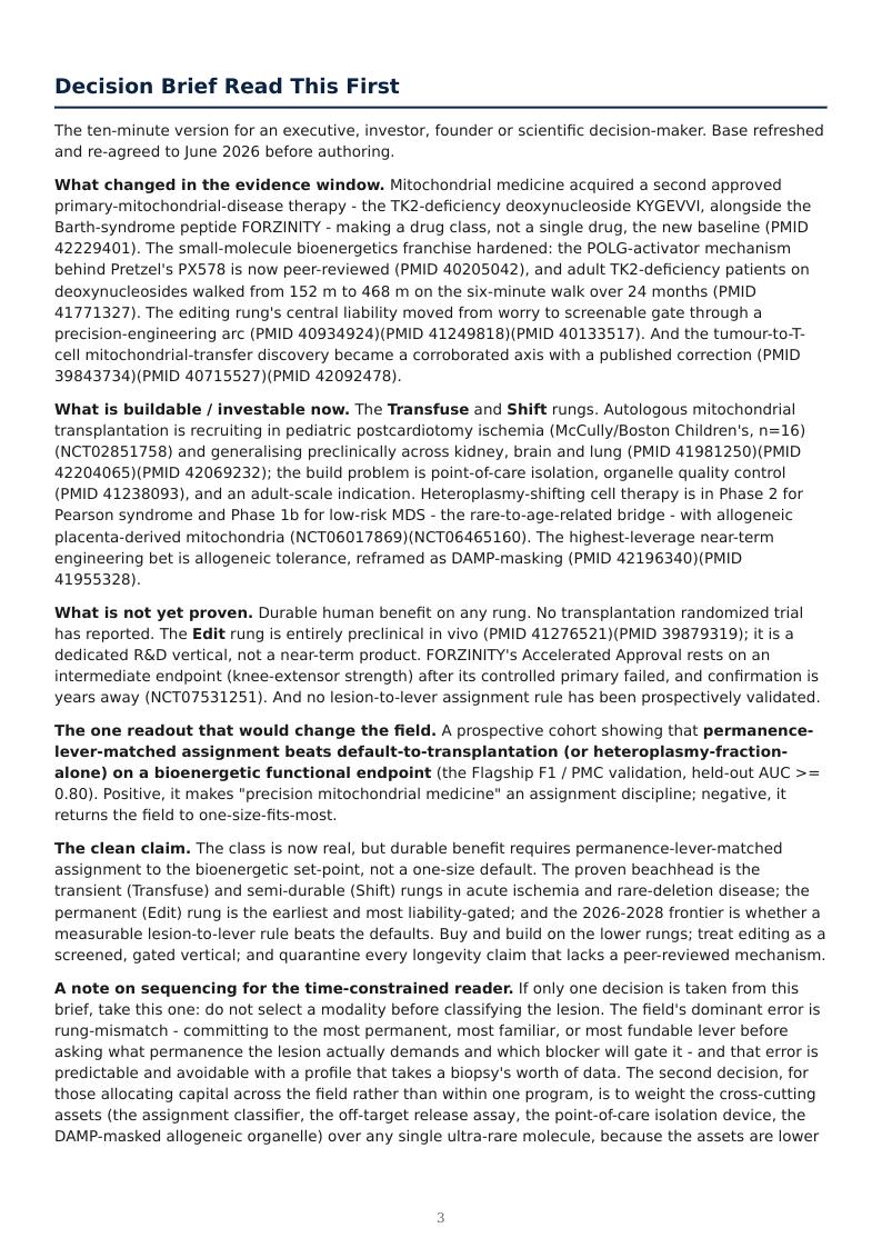 Mitochondrial Medicine Permanence Ladder research report preview page 3