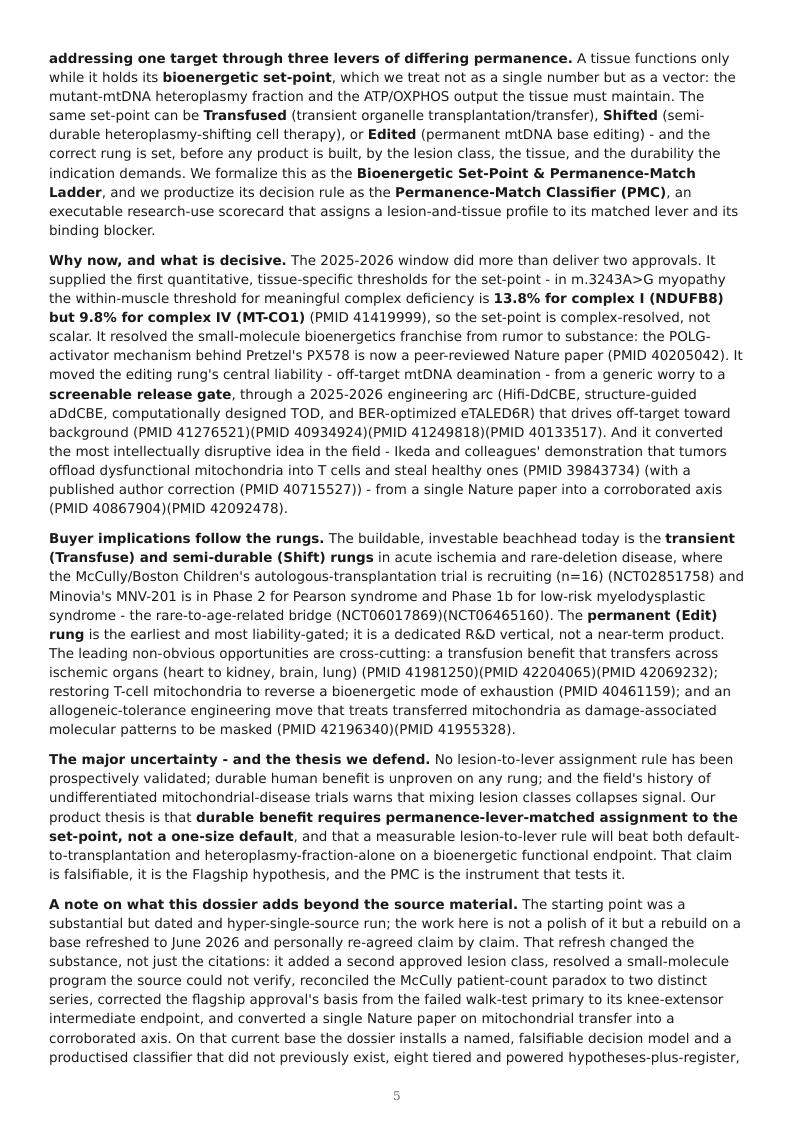 Mitochondrial Medicine Permanence Ladder research report preview page 5