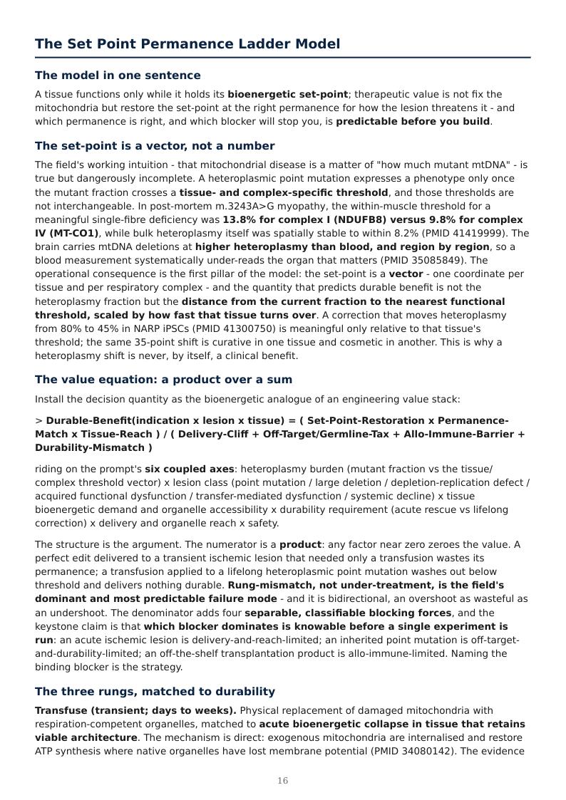 Mitochondrial Medicine Permanence Ladder research report preview page 16