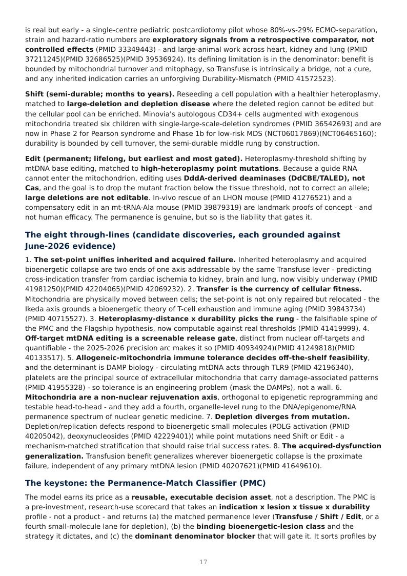 Mitochondrial Medicine Permanence Ladder research report preview page 17