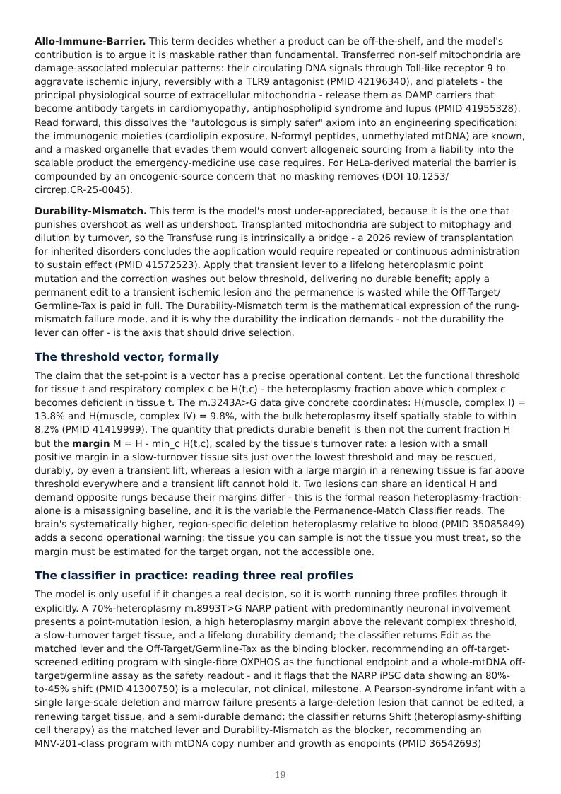 Mitochondrial Medicine Permanence Ladder research report preview page 19