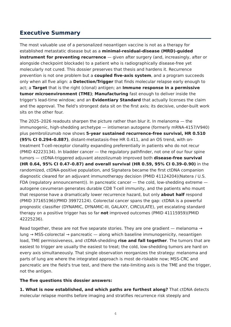 MRD-Guided Neoantigen Vaccines research report preview page 4