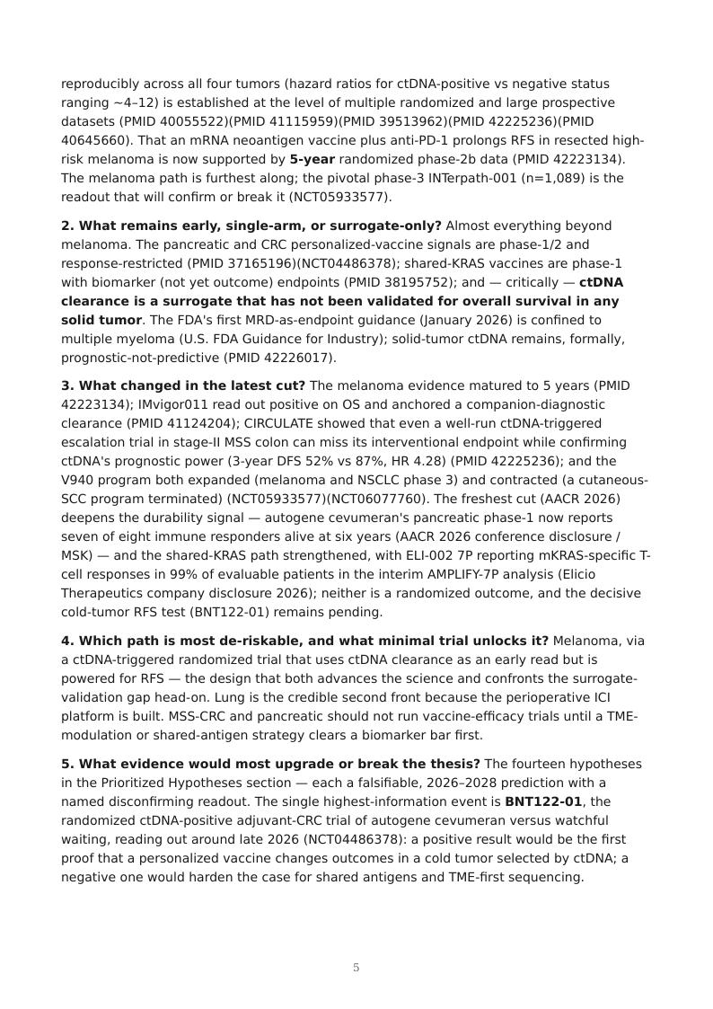 MRD-Guided Neoantigen Vaccines research report preview page 5