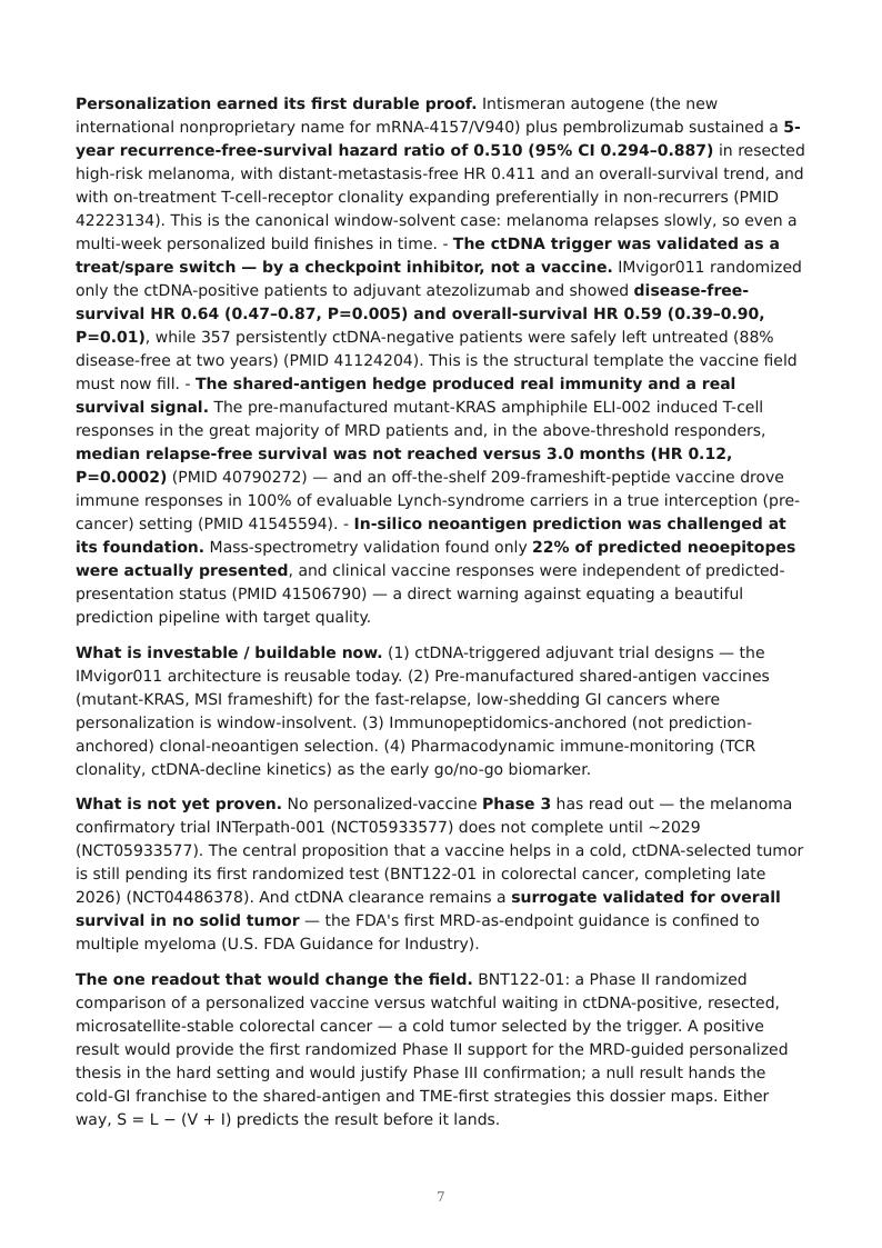 MRD-Guided Neoantigen Vaccines research report preview page 7