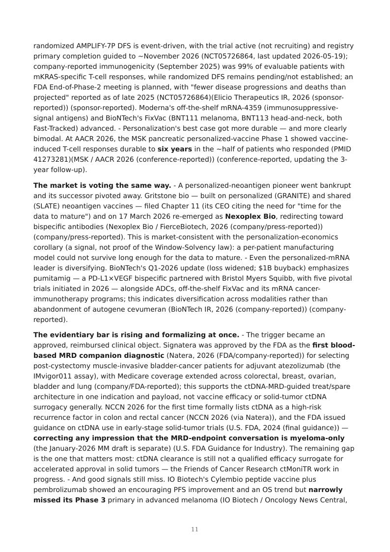 MRD-Guided Neoantigen Vaccines research report preview page 11