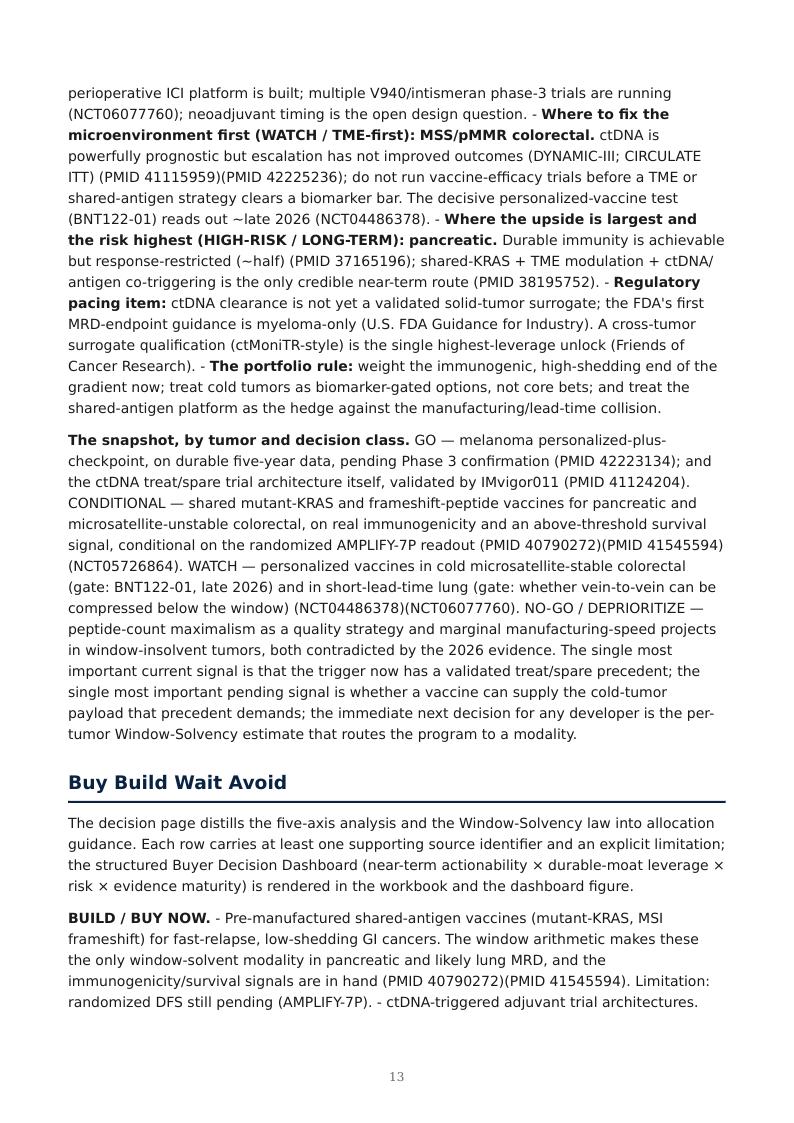 MRD-Guided Neoantigen Vaccines research report preview page 13