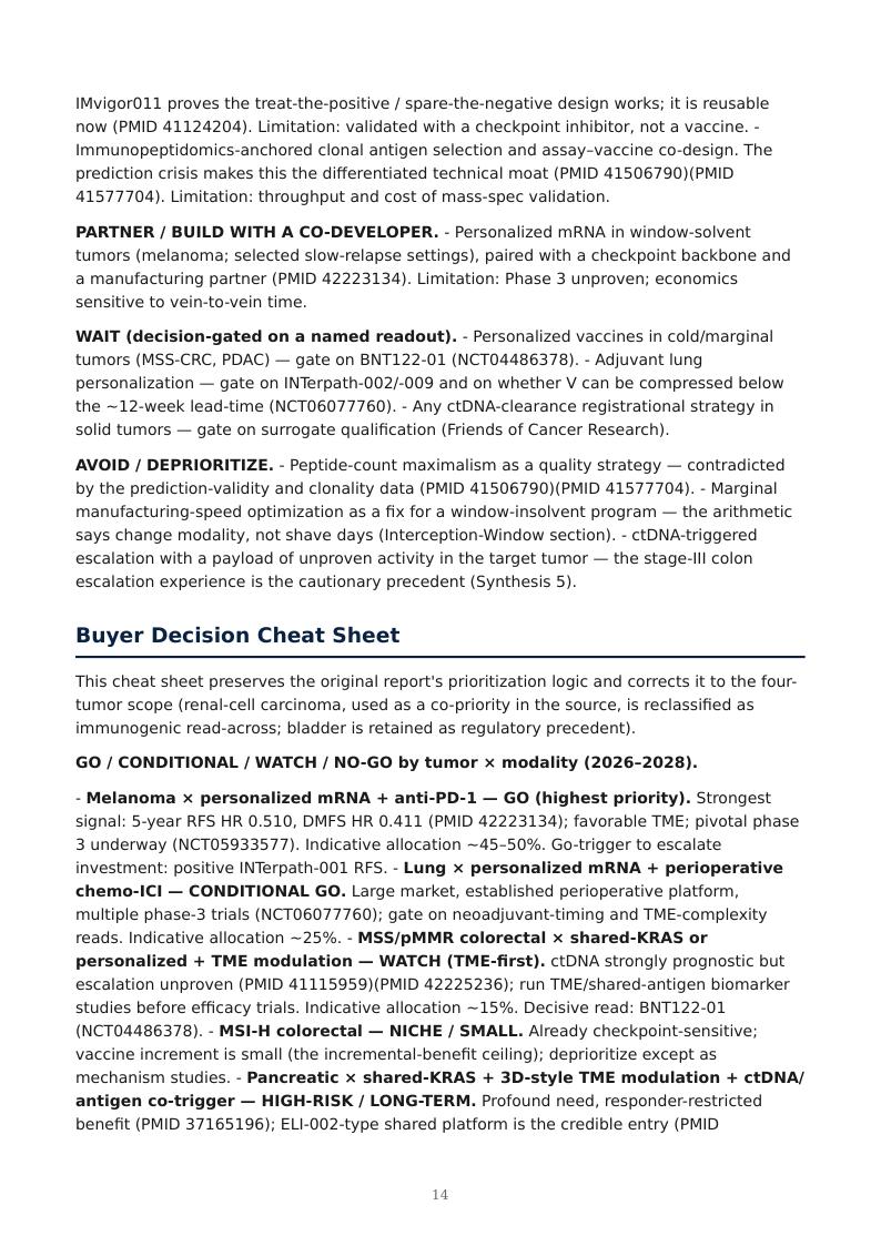 MRD-Guided Neoantigen Vaccines research report preview page 14