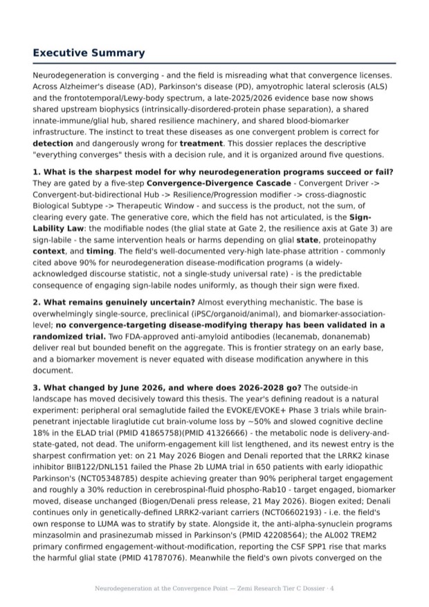 Neurodegeneration Convergence research report preview page 4