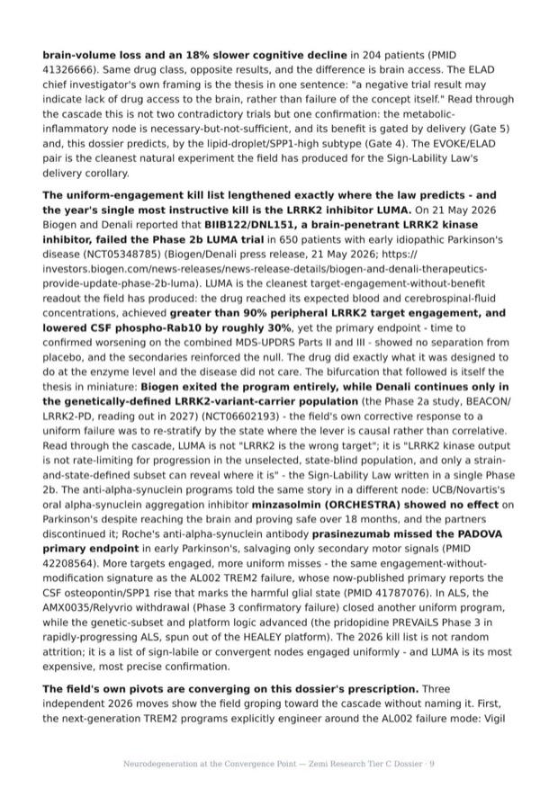 Neurodegeneration Convergence research report preview page 9