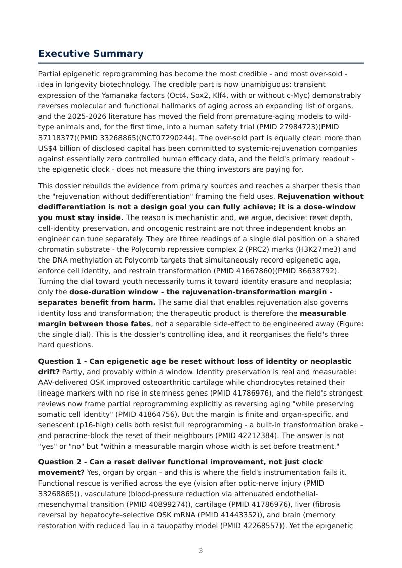 Partial Epigenetic Reprogramming research report preview page 3