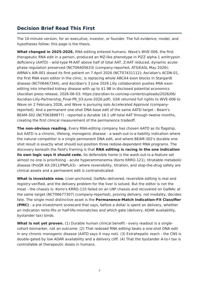 RNA Editing & the Permanence Spectrum research report preview page 4
