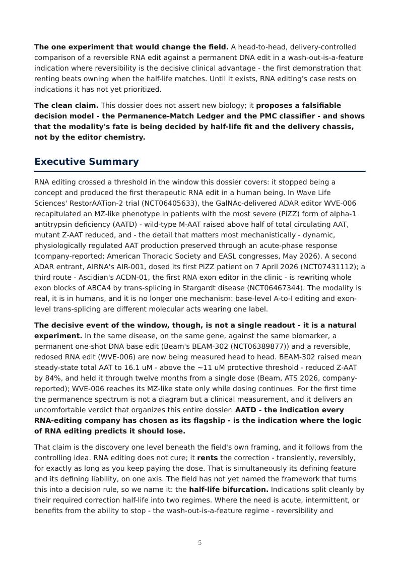 RNA Editing & the Permanence Spectrum research report preview page 5