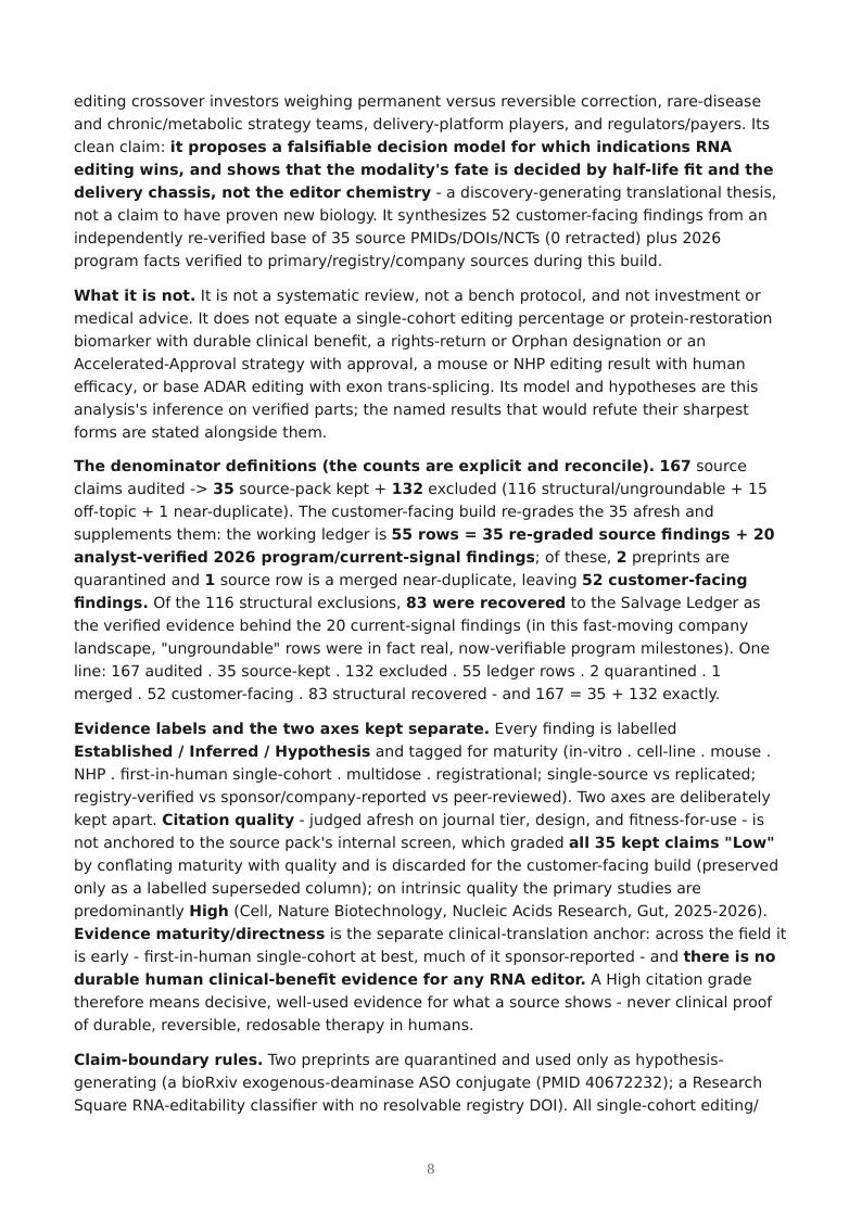 RNA Editing & the Permanence Spectrum research report preview page 8